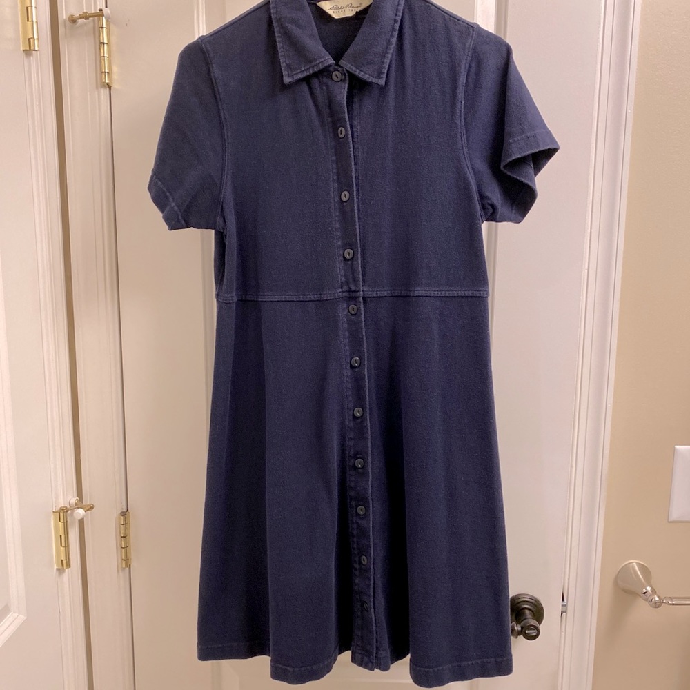 Eddie Bauer 90’s simple button down dress in navy blue - cotton - size SP